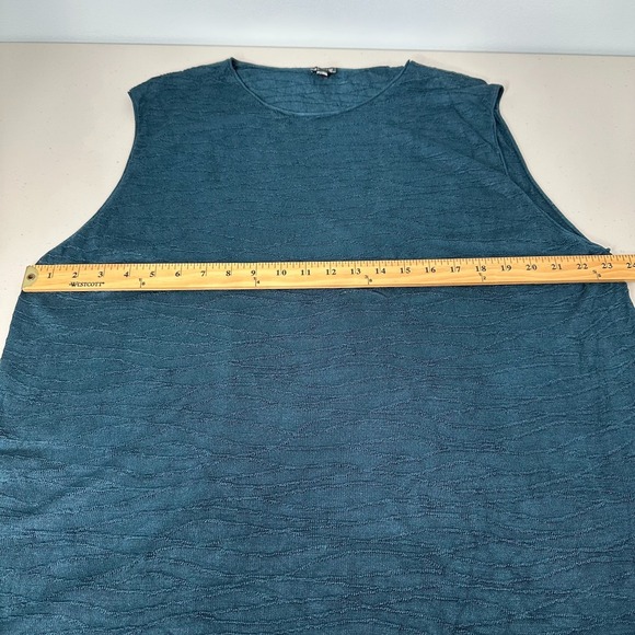 Eileen Fisher Silk Knit Round Neck Tank Sweater Top 3X Teal Textured - Picture 5 of 10